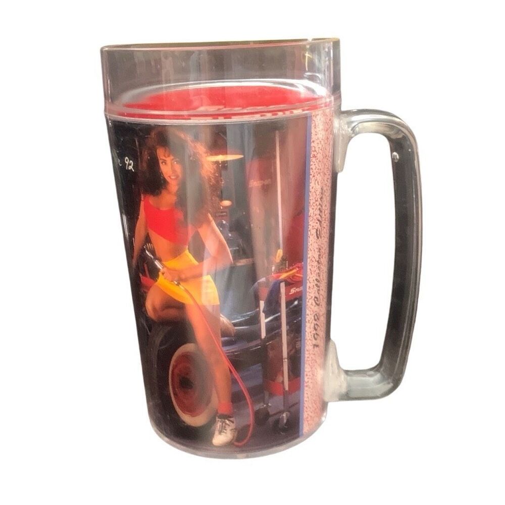 Vintage SNAP-ON Tools Thermo-Serv Plastic Mug Beer Coffee Lisa Mar Apr 1992